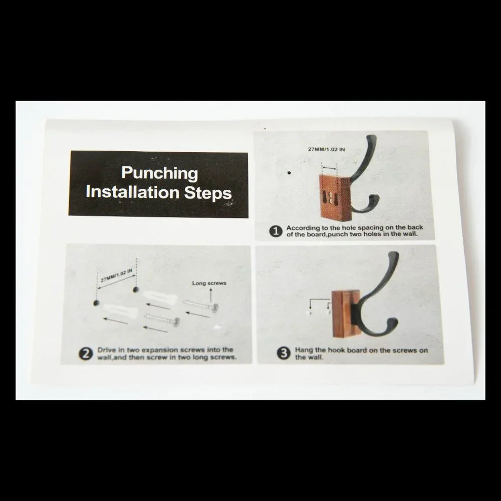 Set of 5 Large Wood and Metal Double Wall Hooks EUC